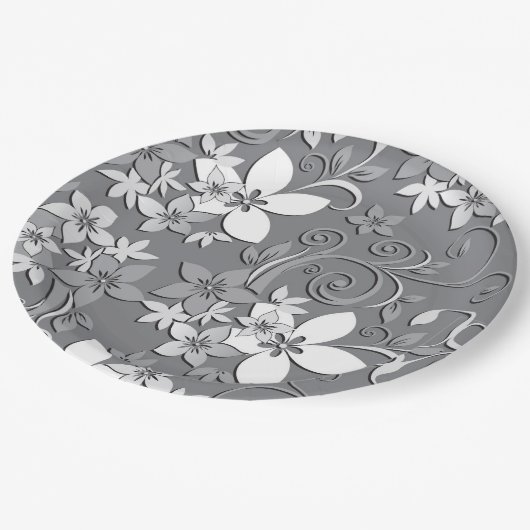 Blume-Wandpapier 2 Pappteller (Schrägansicht)