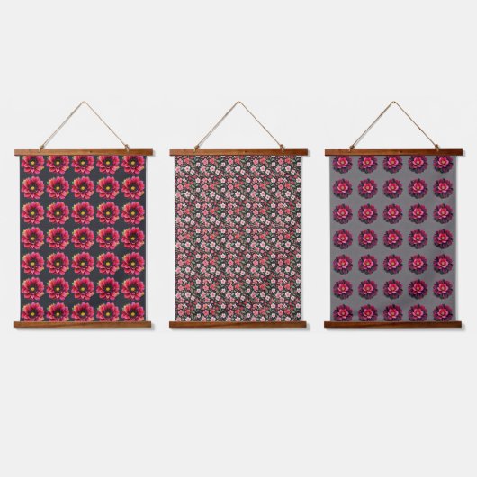 Blume Wandteppich Mit Holzrahmen (Dreifach)