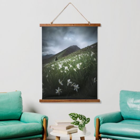 Blume Wandteppich Mit Holzrahmen (Wohnzimmer)