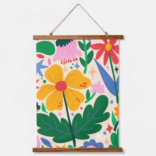 Blume Wandteppich Mit Holzrahmen (Vorderseite)