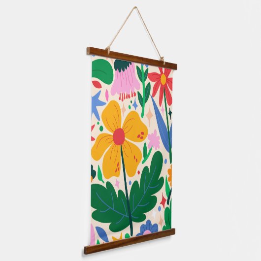 Blume Wandteppich Mit Holzrahmen (Gewinkelt)