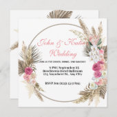 Blume Wappen | Rustic Kraft Circle Floral Wedding Einladung (Vorne/Hinten)