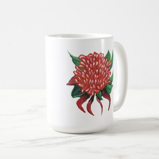 Blume Waratah Kaffee Tasse (VorderseiteRechts)