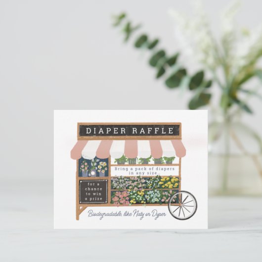 Blume Warenkorb Bauer Markt Pink Baby Diaper Raffl Begleitkarte (Stehend Vorderseite)