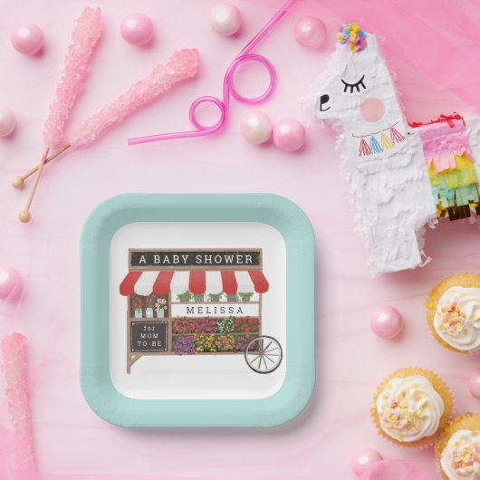 Blume Warenkorb Bauer Markt Red Baby Dusche Pappteller (Party)