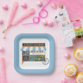 Blume Warenkorb Bauern Markt Blue Baby Dusche Pappteller (Party)