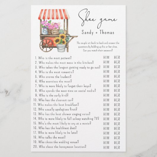 Blume-Warenkorb - Brautparty-Spiel (Vorderseite)