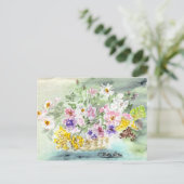 Blume Warenkorb Postkarte (Stehend Vorderseite)
