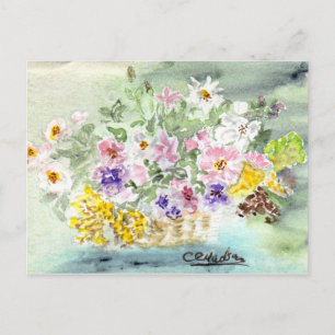 Blume Warenkorb Postkarte