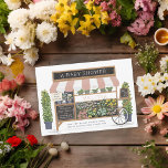 Blume Warmer-Markt Blush Pink Babydusche Einladung<br><div class="desc">Originelle Abbildung eines Blume-Kartons mit Veranstaltungsdetails auf der Tafelsignatur. Passen Sie die Farbe der Rückseite an,  fügen Sie mehr Text oder ein Foto nach Wunsch hinzu. Aktualisierung 1/2023 mit drei Farboptionen</div>