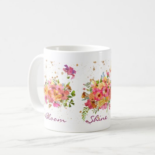 Blume Wasser Farbe Helle Gold Tasse Kaffee (Vorderseite Links)