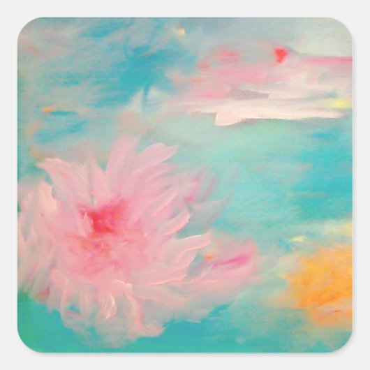 Blume Wasser Quadratischer Aufkleber (Vorderseite)