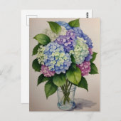 Blume Wassercolor Blue Hydrangea Postkarte (Vorne/Hinten)