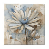 Blume Wasserfarbe Abstrakt Beige Grau Fliese (Vorderseite)