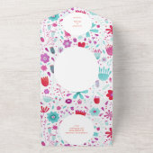 Blume Wasserfarbe Aquamarin All In One Einladung (Außenbereich)