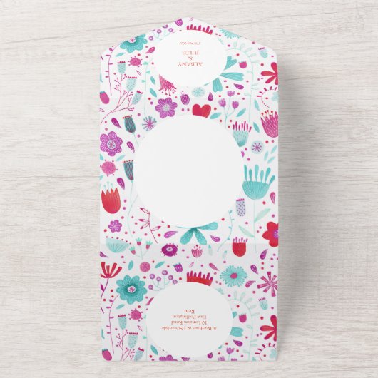 Blume Wasserfarbe Aquamarin All In One Einladung (Außenbereich)