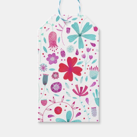 Blume Wasserfarbe Aquamarin Geschenkanhänger (Vorderseite)