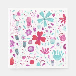 Blume Wasserfarbe Aquamarin Serviette