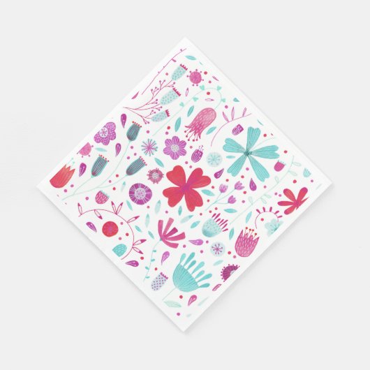 Blume Wasserfarbe Aquamarin Serviette (Ecke)