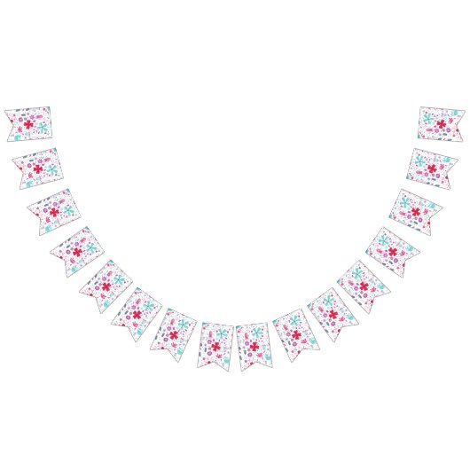 Blume Wasserfarbe Aquamarin Wimpelkette (Alle)