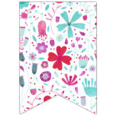 Blume Wasserfarbe Aquamarin Wimpelkette (Erste Fahne)