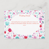 Blume Wasserfarbe Aquamarine Hochzeitdetails Begleitkarte (Vorderseite)
