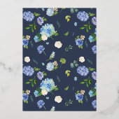 Blume Wasserfarbe Blaue Hydrangea Taufe Folieneinladung (Rückseite)