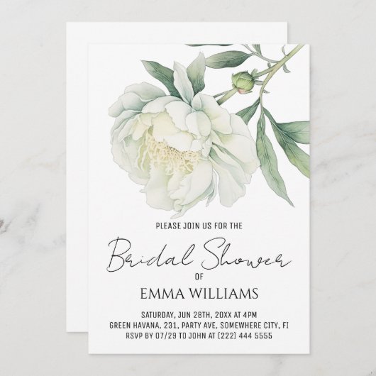 Blume Wasserfarbe | BRAUTPARTY Einladung (Vorne/Hinten)