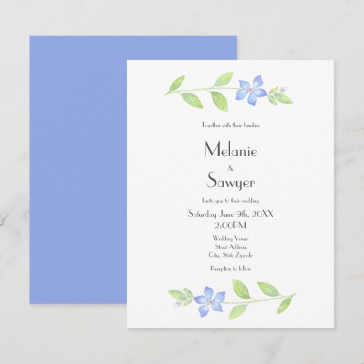 Blume Wasserfarbe Einladung (Vorne/Hinten)