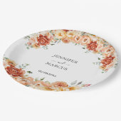 Blume Wasserfarbe Elegante Botanische Hochzeit Pappteller (Schrägansicht)