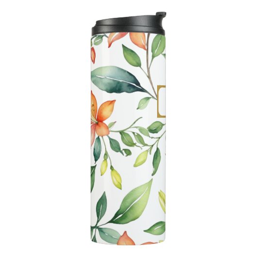 Blume Wasserfarbe Elegante Hübsch Personalisiert Thermosbecher (Nach links gedreht)