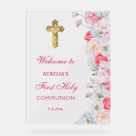 Blume Wasserfarbe erste Kommune Willkommen Acrylschild