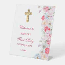 Blume Wasserfarbe erste Kommune Willkommen Sockelschild