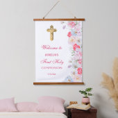 Blume Wasserfarbe erste Kommune Willkommen Wandteppich Mit Holzrahmen (Schlafzimmer)