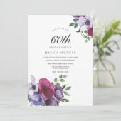Blume Wasserfarbe Frauen 60. Geburtstag Einladung (Stehend Vorderseite)