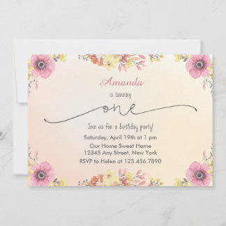 Blume Wasserfarbe Geburtstagsfeier Einladung