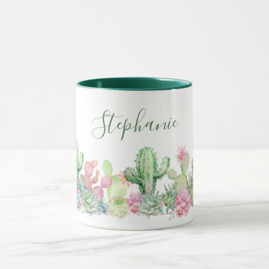 Blume Wasserfarbe Kakteen Botanischer Name Tasse (Zentrum)