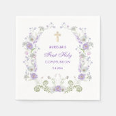 Blume Wasserfarbe Lilac Arch Erste Kommune Serviette (Vorderseite)