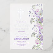 Blume Wasserfarbe Lilac Erste Kommune Folieneinladung (Vorderseite)
