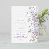 Blume Wasserfarbe Lilac Erste Kommune Folieneinladung (Stehend vorne)