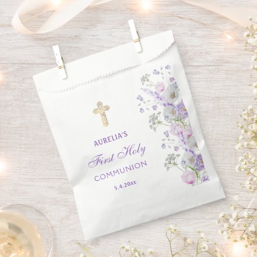Blume Wasserfarbe Lilac Erste Kommune Geschenktütchen (Ausgeschnitten)