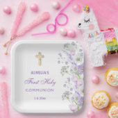 Blume Wasserfarbe Lilac Erste Kommune Pappteller (Party)