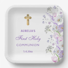 Blume Wasserfarbe Lilac Erste Kommune Pappteller