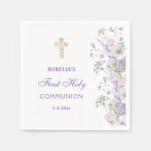 Blume Wasserfarbe Lilac Erste Kommune Serviette (Vorderseite)