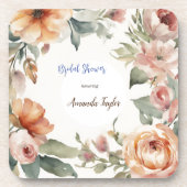 Blume Wasserfarbe Minimales Brautparty Getränkeuntersetzer (Vorderseite)