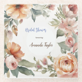 Blume Wasserfarbe Minimales Brautparty Glasuntersetzer