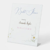 Blume Wasserfarbe Minimales Brautparty Sockelschild (Vorderseite)