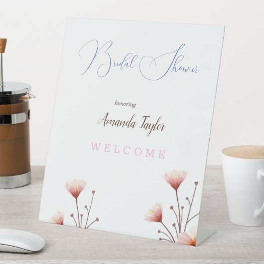 Blume Wasserfarbe Minimales Brautparty Sockelschild (In Situ)