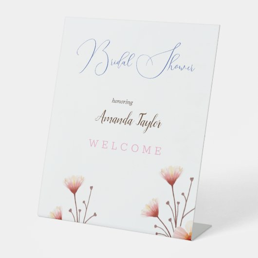 Blume Wasserfarbe Minimales Brautparty Sockelschild (Vorderseite)