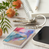 Blume Wasserfarbe Moderne Blumen auf Taupe Schlüsselanhänger (Vorderseite rechts)